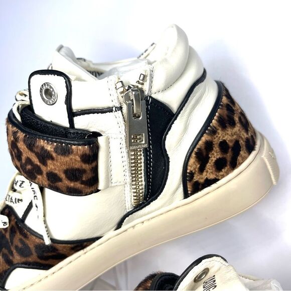 Zadig&Voltaire Mid Flash leopard-effect sneakers Logo Laces Sz 8 (39) NIB $698 - Picture 4 of 12